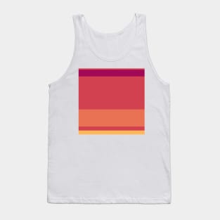 An admirable hybrid of Almost Black, Dark Fuchsia, Faded Red, Light Red Ochre and Pastel Orange stripes. Tank Top